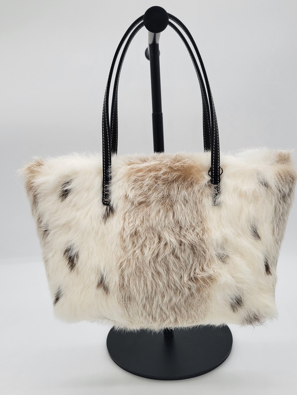 Vintage FENDI Mini Roll Tote in Natural Spotted Rabbit